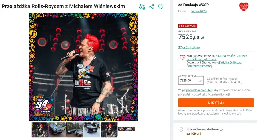 Finał WOŚP już za chwilę, a aukcje gwiazd biją rekordy. Takie kwoty padły