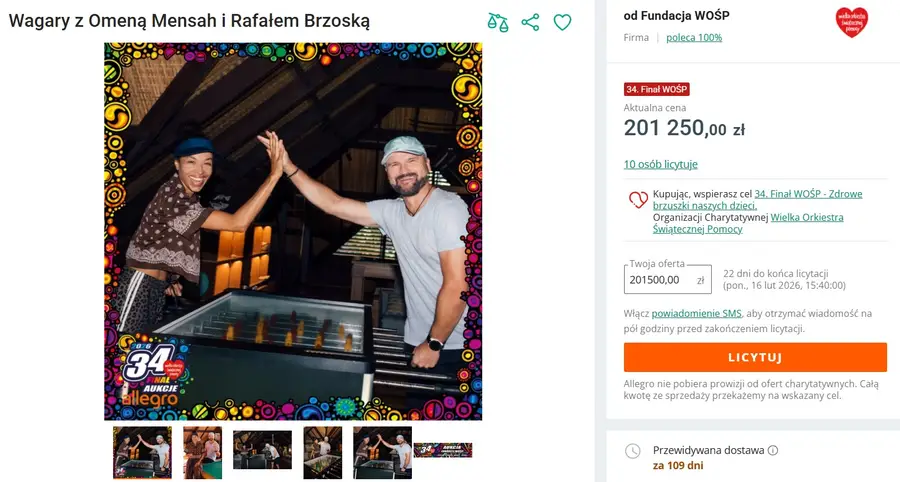 Finał WOŚP już za chwilę, a aukcje gwiazd biją rekordy. Takie kwoty padły