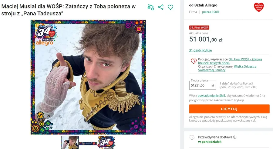 Finał WOŚP już za chwilę, a aukcje gwiazd biją rekordy. Takie kwoty padły