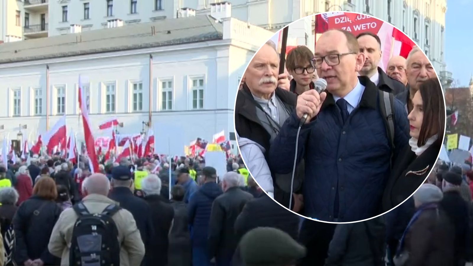 Wiec poparcia dla Karola Nawrockiego przed Pałacem Prezydenckim