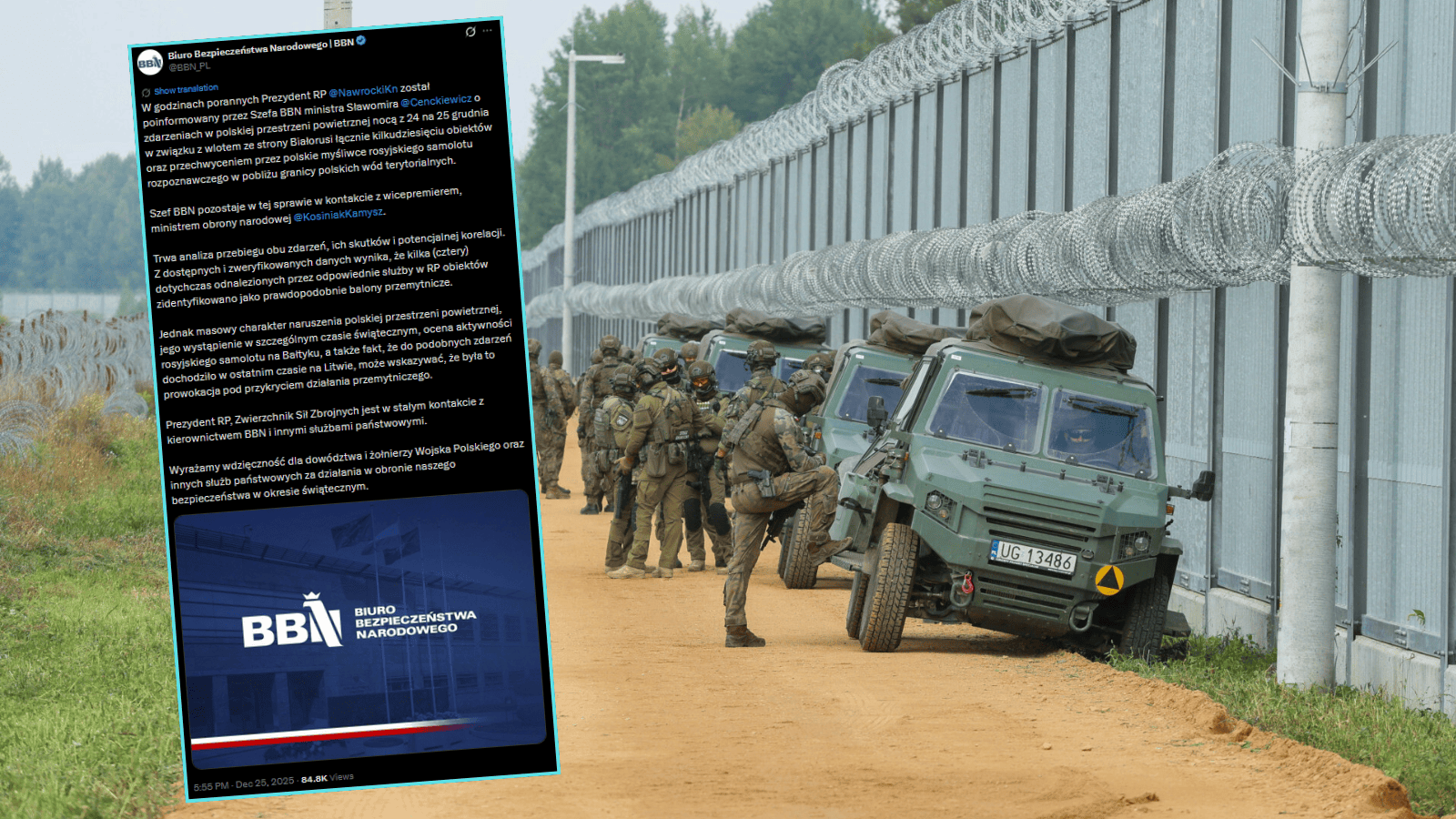 Do Polski wleciało kilkadziesiąt obiektów z Białorusi. Jest pilny komunikat Biura bezpieczeństwa Narodowego