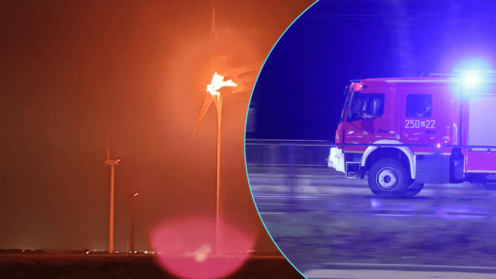 Pożar turbiny wiatrowej w gminie Wolin. "Najpierw był wielki huk"