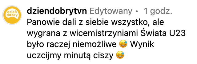 Wpis Dzień Dobry TVN ws. meczu, fot. Instagram