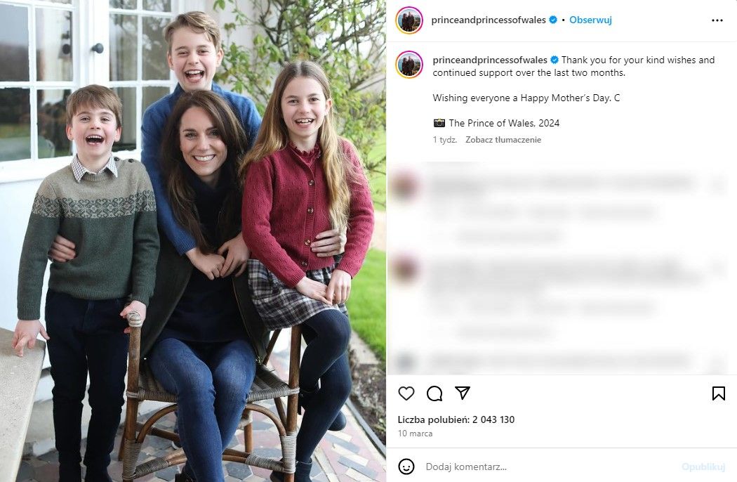 Zdjęcie księżnej Kate z dziećmi z okazji Dnia Matki, fot. Instagram princeandprincessofwales 2.jpg
