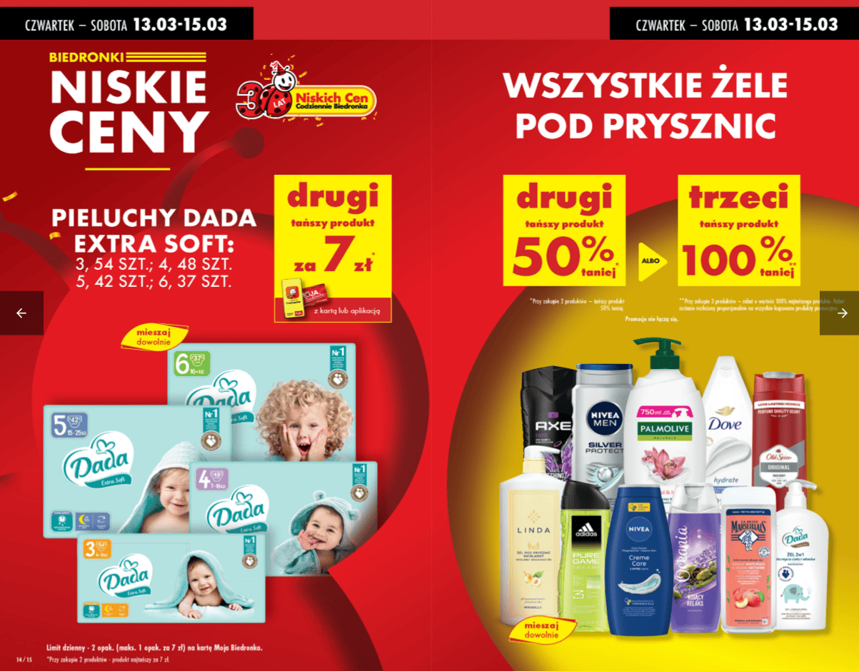 Żele pod prysznic i pieluchy oferta od 13.03 - Gazetka - Biedronka.pl_ - [www.biedronka.pl].png