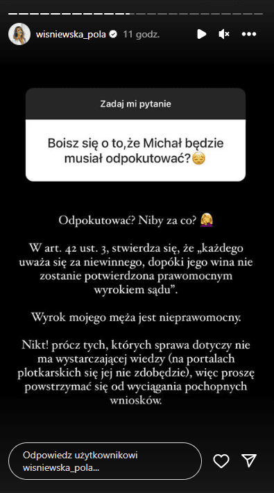 Żona Michała Wiśniewskiego o jego „pokucie”, fot. Instagram wisniewska_pola 1.png
