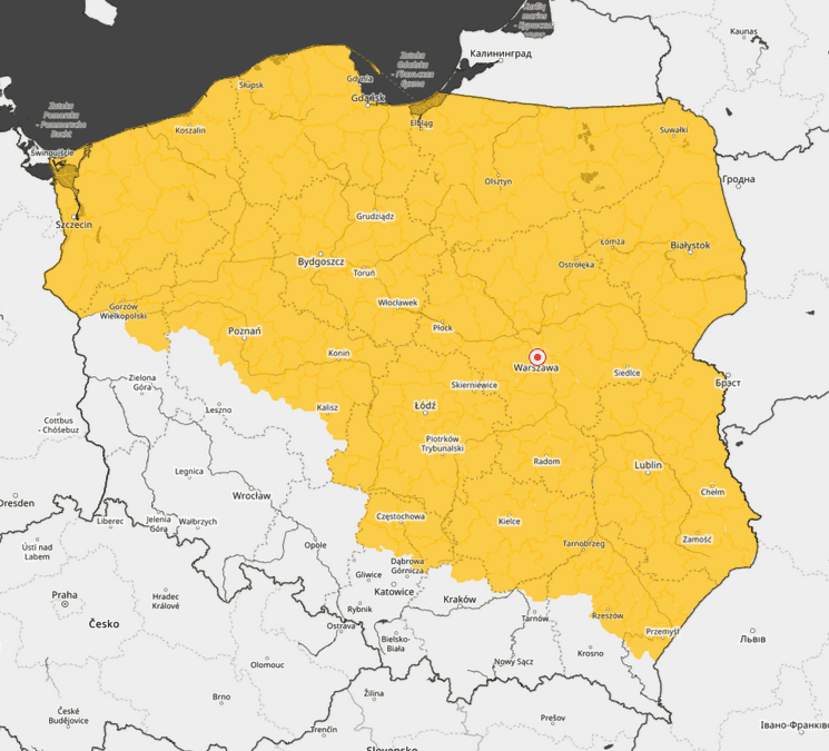 Prawie cała Polska na żółto, wydano trzy rodzaje alertów. Jest apel do mieszkańców