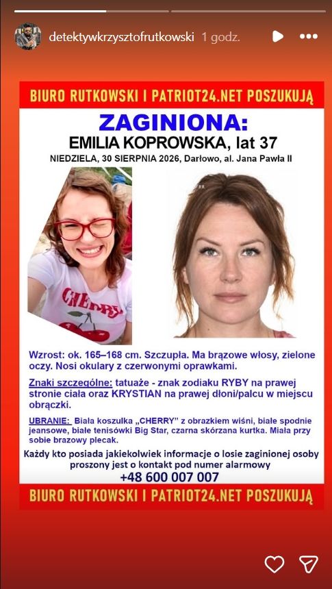 Krzysztof Rutkowski szuka zaginionej 37-letniej Emilii. Komunikat biura nie napawa optymizmem