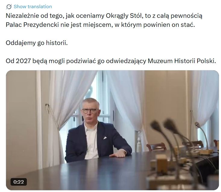 Okrągły stół opuści Pałac Prezydencki. Wiemy co się z nim stanie
