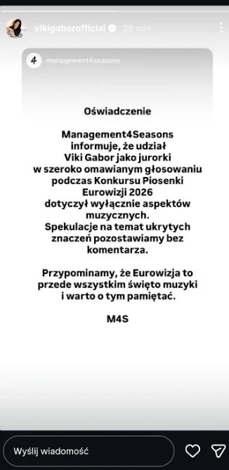 Menadżer Viki Gabor przerwał milczenie. Wydano oficjalne oświadczenie po Eurowizji
