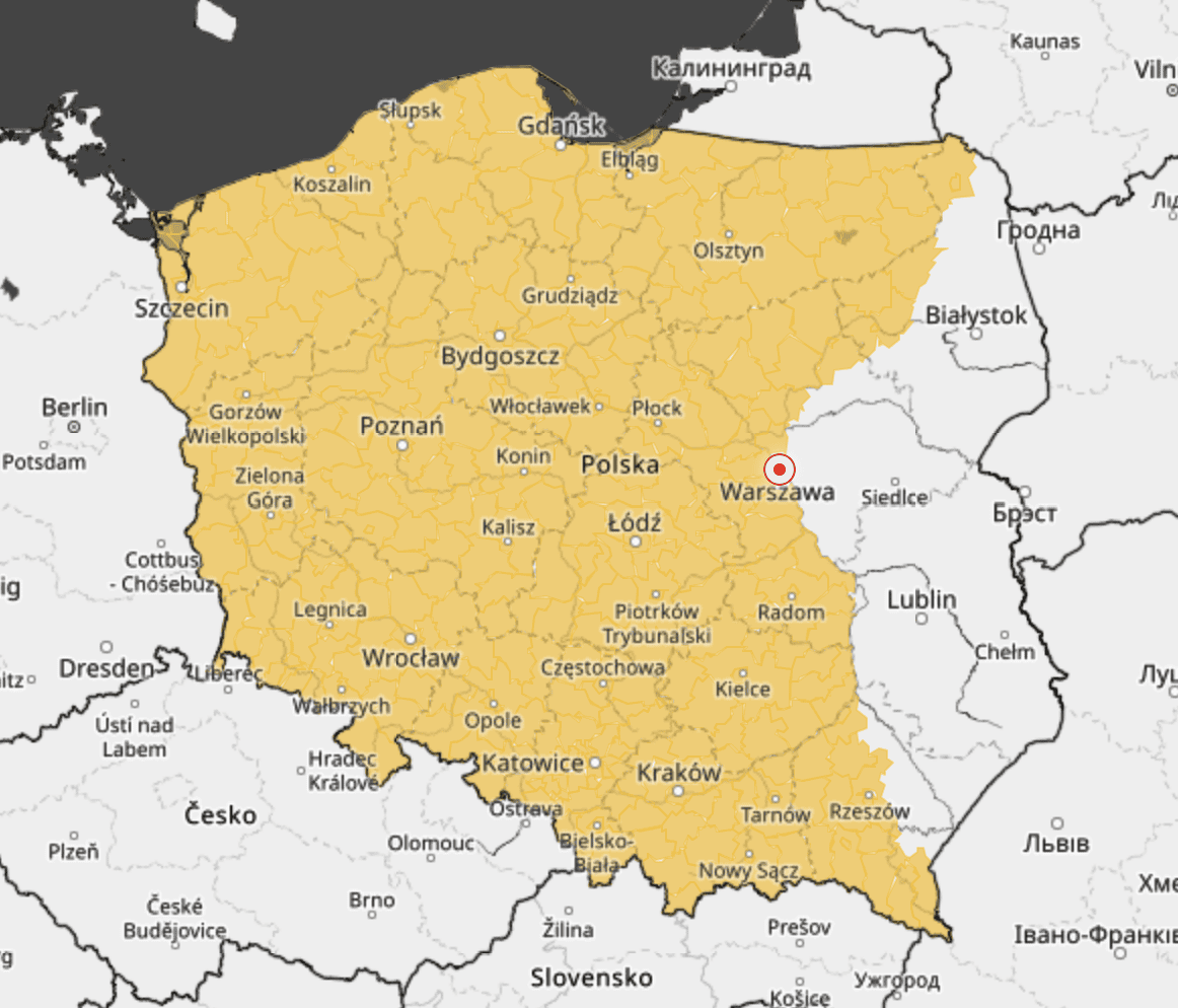 Zacznie się dziś o 22:00. Dotyczy prawie całej Polski, IMGW wydało ostrzeżenia