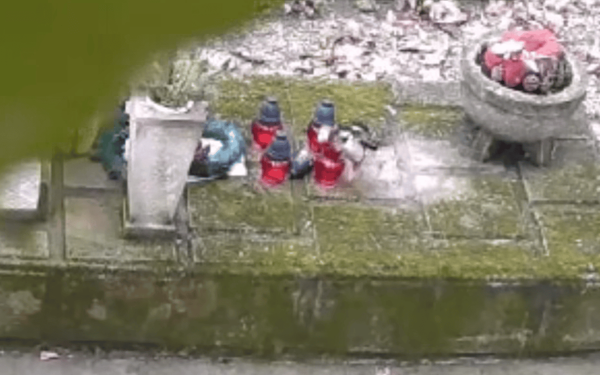 Znicze znikały z grobu. Nie wytrzymał i ustawił kamerę. To, co się nagrało odbiera mowę