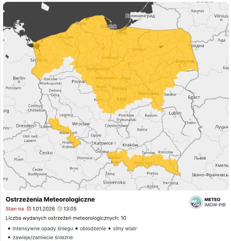 Kolejne ostrzeżenie IMGW. To nie koniec fatalnych warunków. Nadciągają zawieje i zamiecie śnieżne