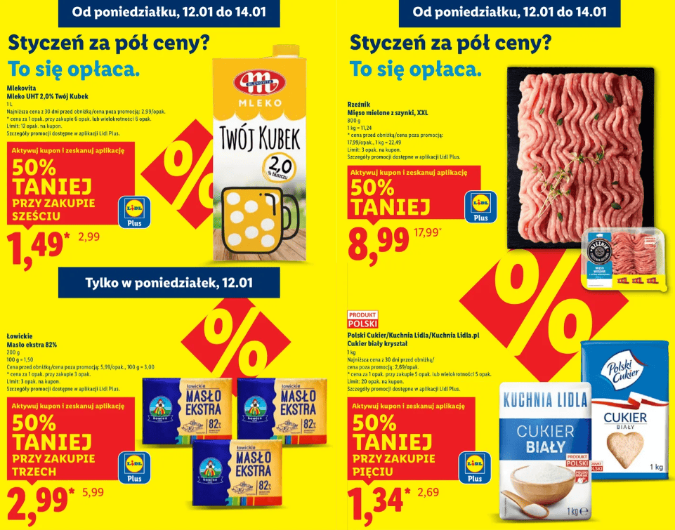 W Lidlu "2+1 gratis" i obniżki o 50 proc. Obowiązują limity, klienci powinni się spieszyć