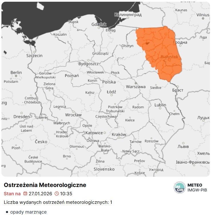 IMGW alarmuje: nadciąga najzimniejszy dzień w roku. W tym miejscu temperatura spadnie do -28 st. C