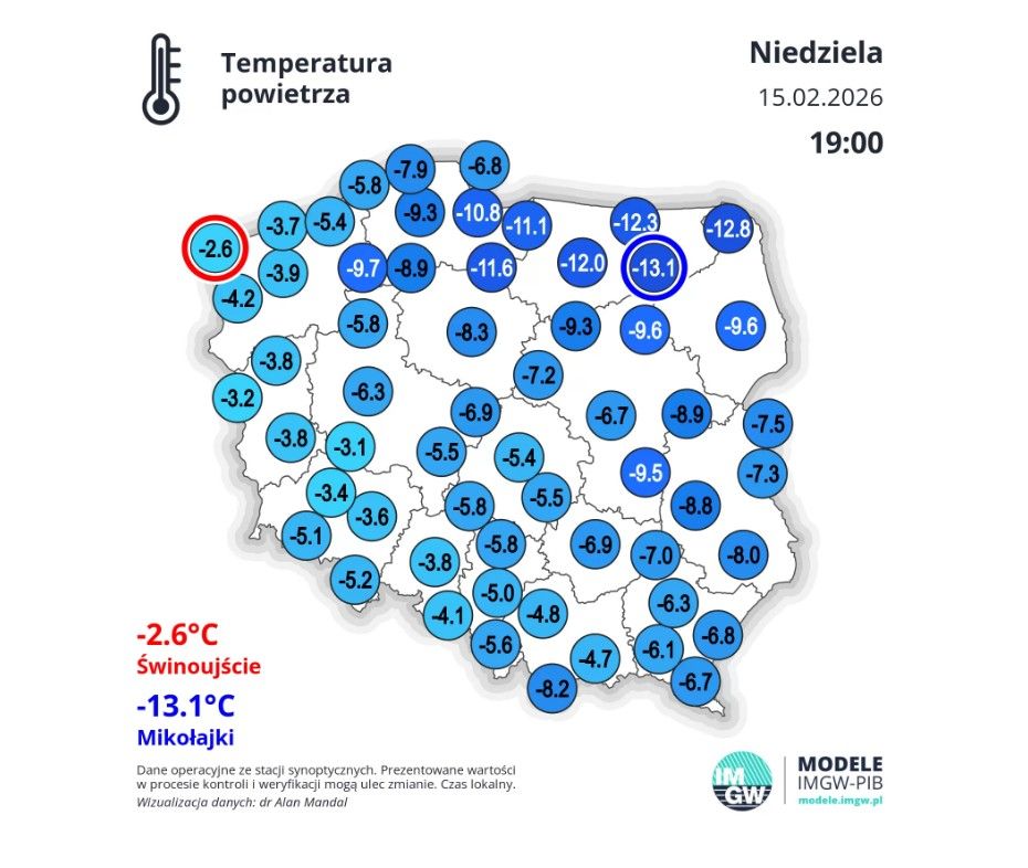 IMGW ostrzega: do Polski wraca siarczysty mróz. Tutaj temperatura spadnie poniżej -20 st. C