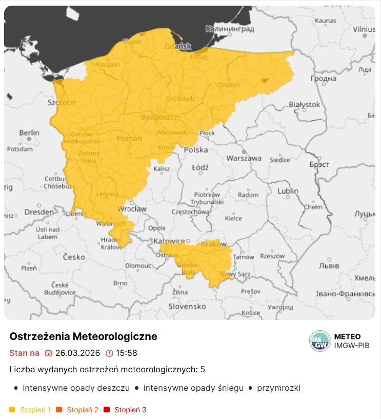 Trzy groźne zjawiska nad Polską. IMGW podtrzymuje alerty, w tych rejonach będzie najgorzej