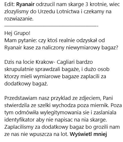 Afera po kontroli bagażu na polskim lotnisku. Ryanair kazał pasażerce za to zapłacić, drakońska kara