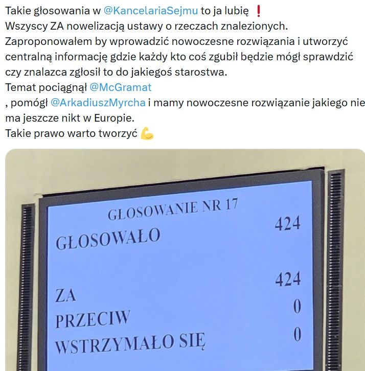 Nikt nie był przeciw, nikt się nie wstrzymał. Niespotykane głosowanie w sejmie