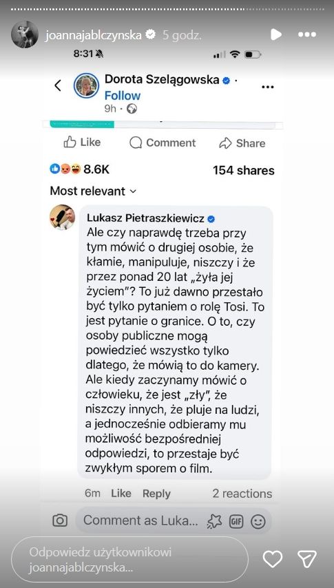 Joanna Jabłczyńska pokazała screeny. Jest zupełnie inaczej niż wszyscy myśleli 