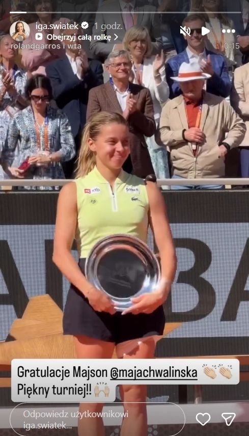 Tak Świątek nazwała Chwalińską w gratulacjach po finale. To wiele mówi o ich relacji