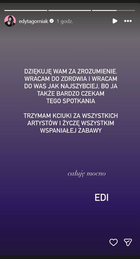 Edyta Górniak w ostatniej chwili odwołała koncert. Walczy o zdrowie