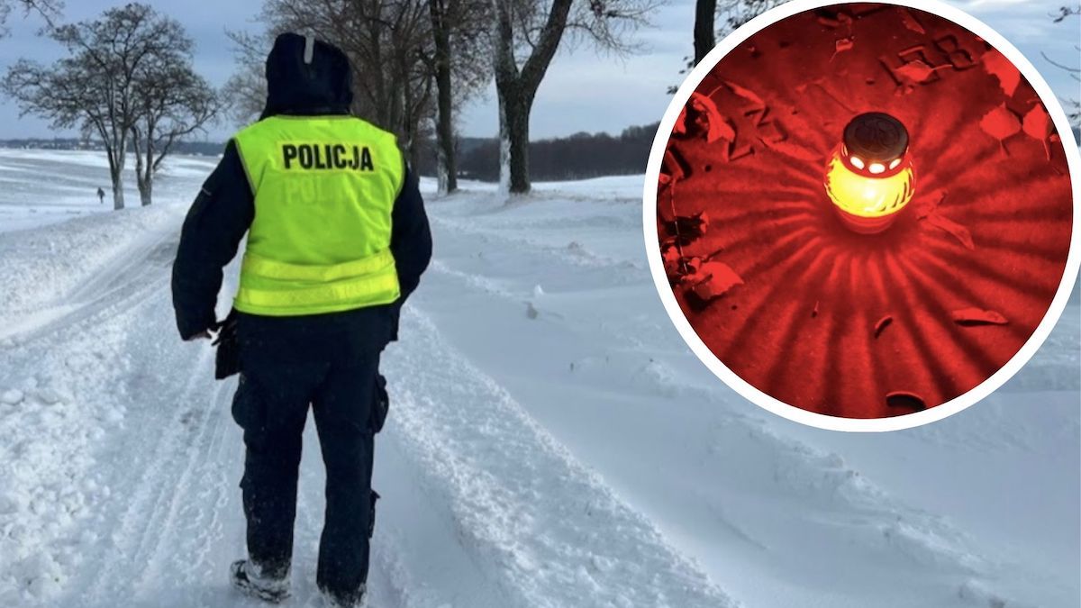 policjant znicz snieg