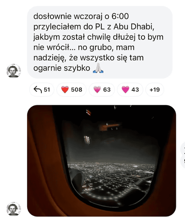 Bagi wracał do Polski przez Abu Dhabi. Przerwał milczenie