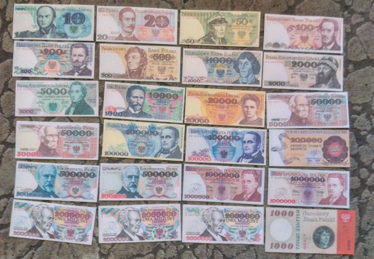 banknoty z PRL pieniądze