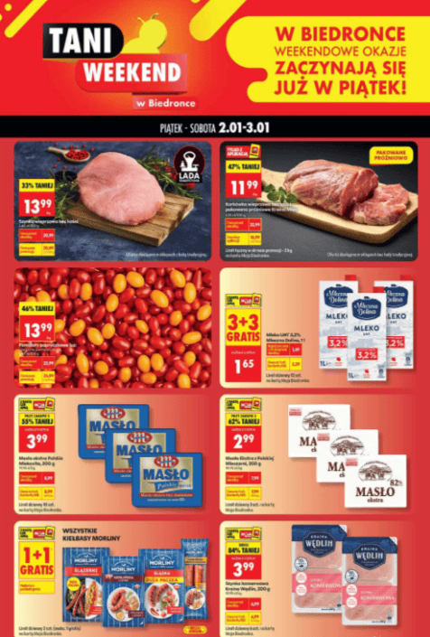 Biedronka odpala petardę od 2 stycznia. Po 1 zł dla wszystkich i nawet 50% zniżki. Są limity