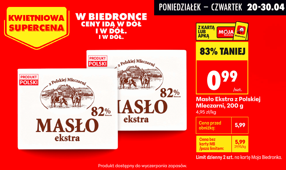 Trwa promocja "2+1 gratis" w Biedronce. Masło za 0,99 zł, ale jest haczyk