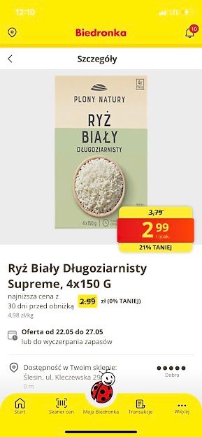 Rzekoma promocja ryżu w Biedronce, fot. biedronka.pl (zrzut ekranu)
