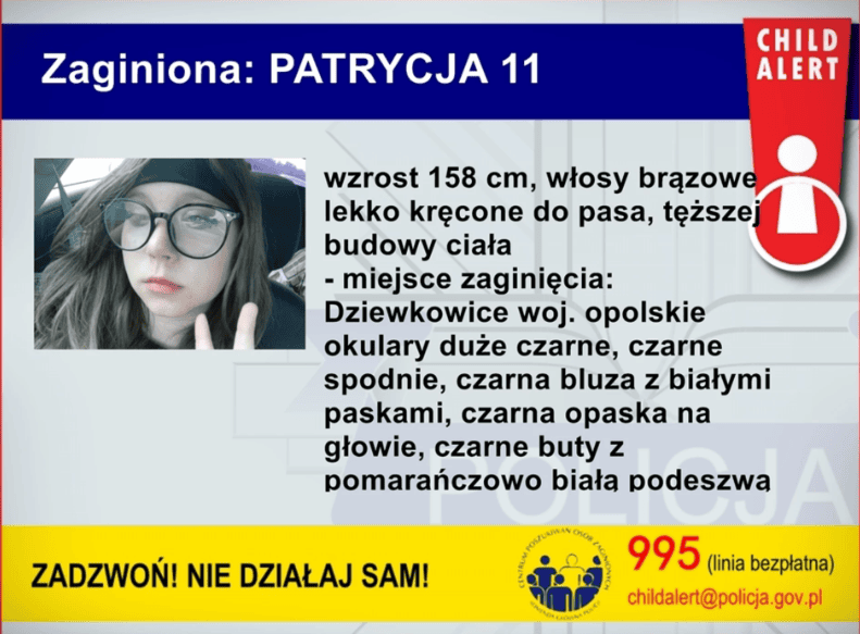 Child Alert w całej Polsce. Wszyscy szukają 11-letniej Patrycji