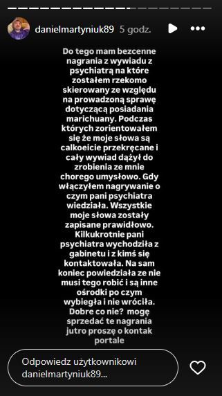 Relacja Daniela Martyniuka