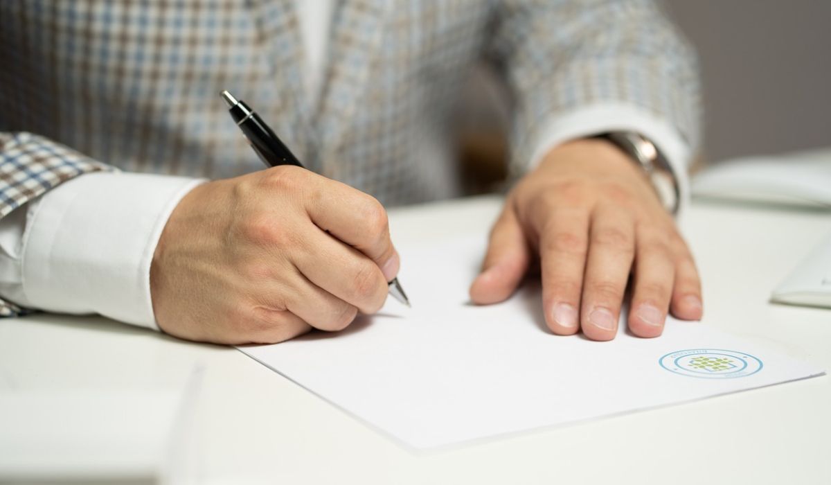 dokument, ręka, długopis