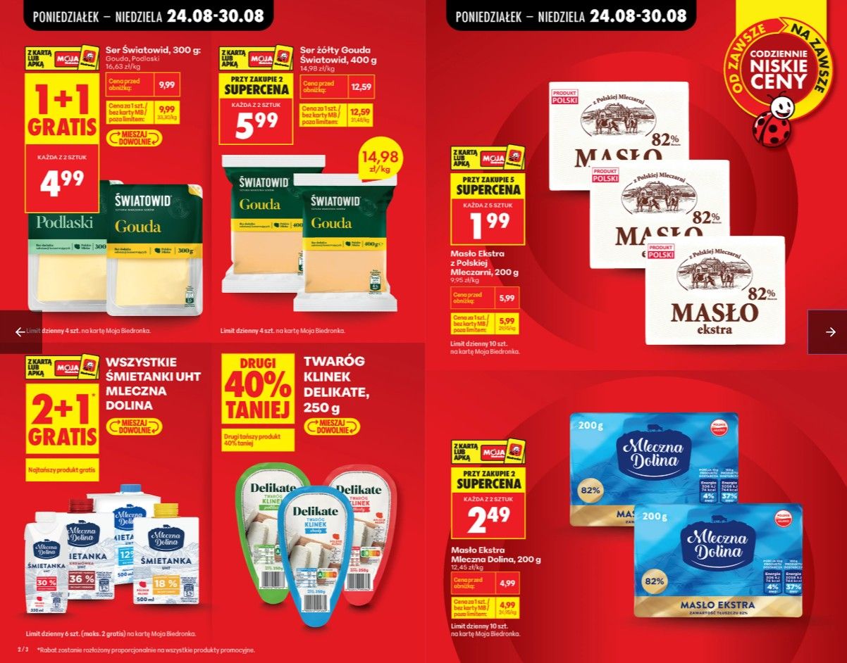 Biedronka rusza z promocjami przed końcem wakacji. Masło za 1,99 zł i 2+1 gratis to nie wszystko