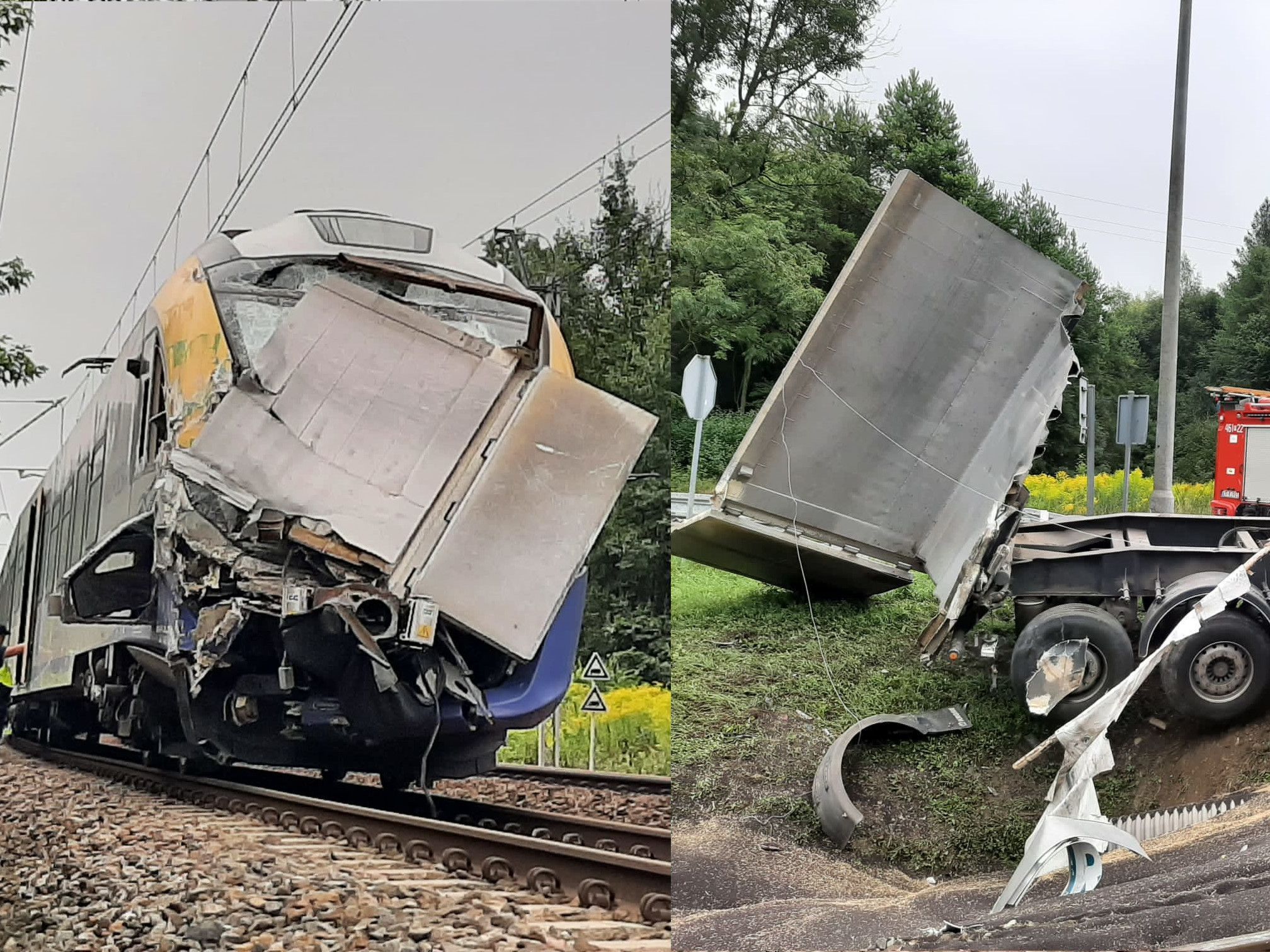 W Miechowie (woj. małopolskie) doszło do zderzenia pociągu z samochodem ciężarowym. 