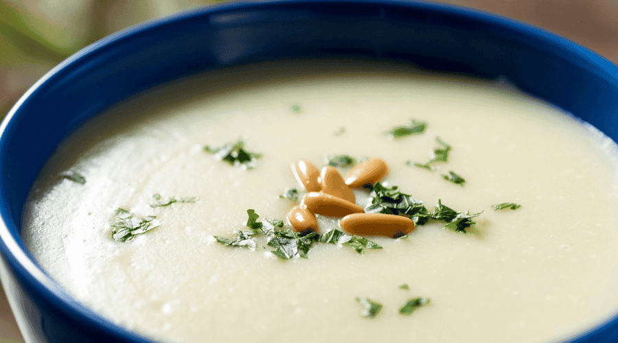 Zupa krem z białych warzyw z migdałami