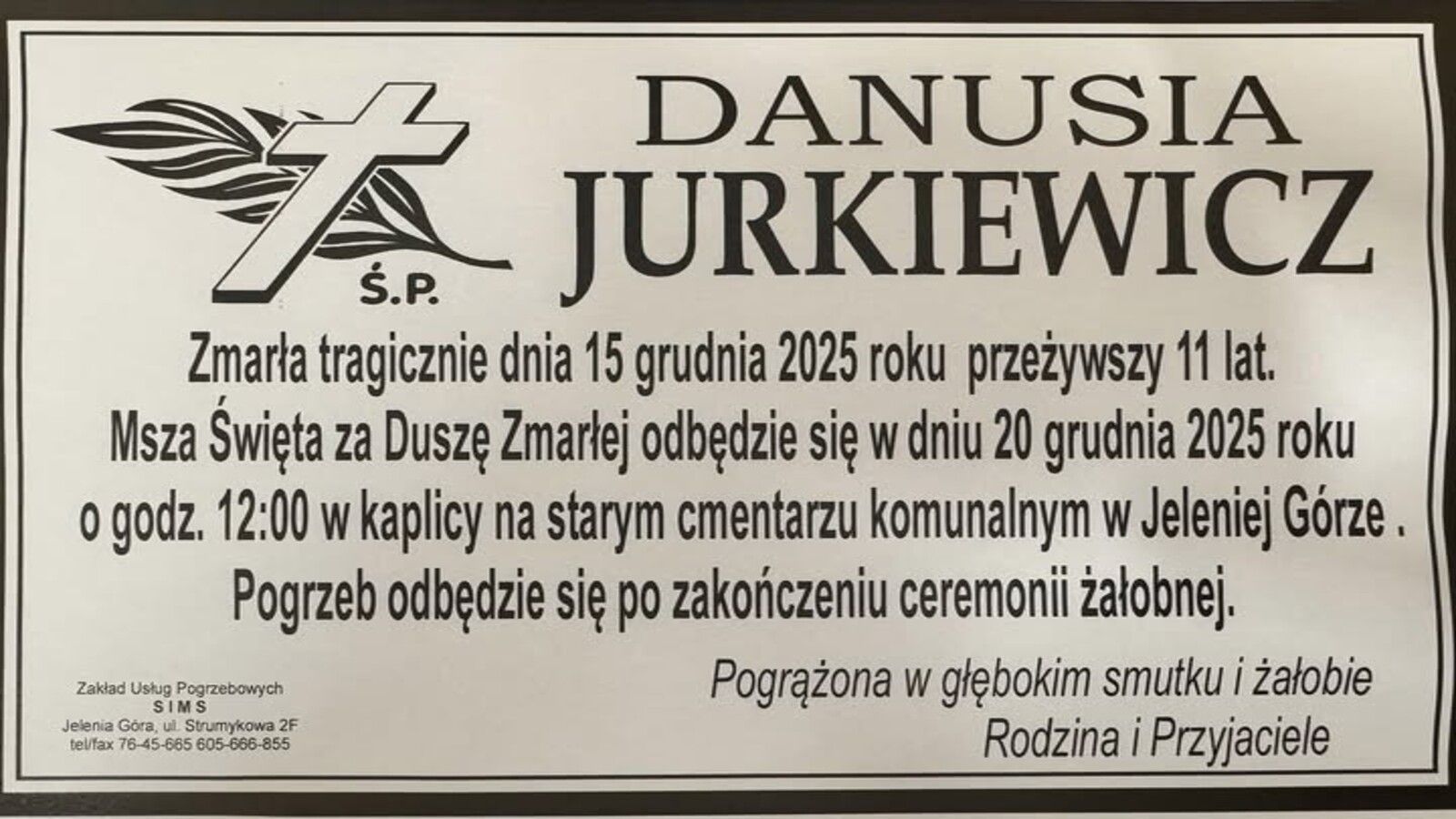 Nekrolog zamo**owanej 11-latki pojawił się w sieci. Nikt nie spodziewał się takich słów
