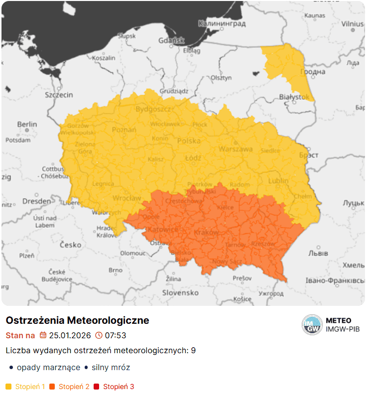 Zaczęło się z samego rana. Ostrzeżenia 2. stopnia dla części Polski