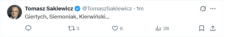 Tajemniczy wpis Tomasza Sakiewicza. Szef Republiki wywołał Giertycha, Siemoniaka i Kierwińskiego
