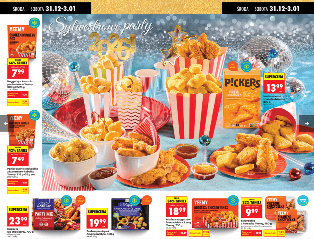Biedronka idzie na całość w Sylwestra. Oferty "1+1 gratis" i zniżki do 70 proc. Polacy popędzą na zakupy