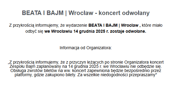 Beata Kozidrak odwołuje koncerty. Pojawiło się ogłoszenie organizatora