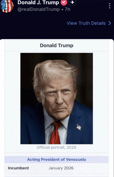 Trump ogłosił się prezydentem Wenezueli. Czy naprawdę nim będzie? 