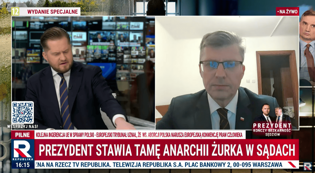Paskowy TV Republika "w formie". Taki napis pojawił się na antenie ws. Ziobry
