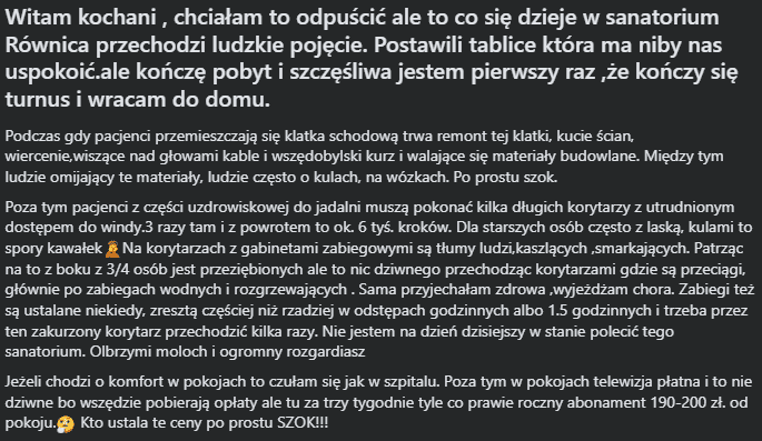 "Przyjechałam zdrowa, wyjeżdżam chora". Popularne polskie sanatorium w tarapatach