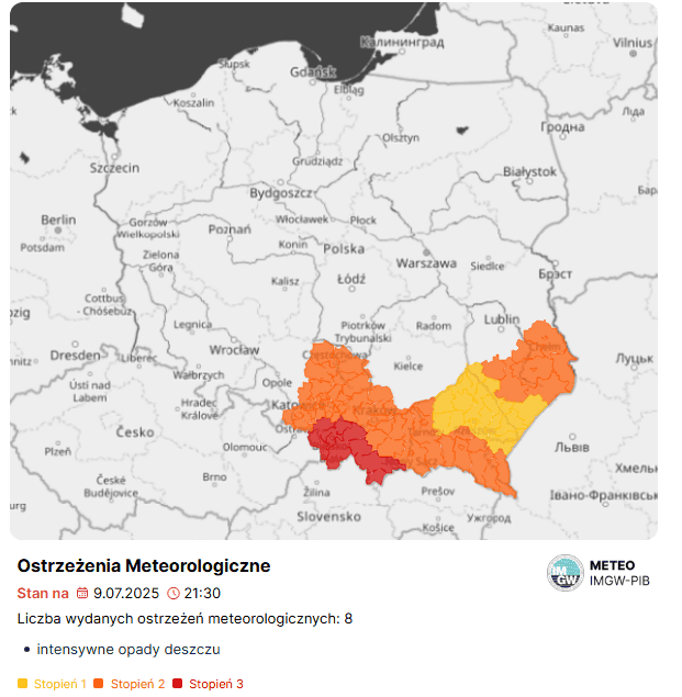 Tuż po zmroku IMGW wydało kolejne ostrzeżenia. Pogoda w Polsce nie odpuszcza