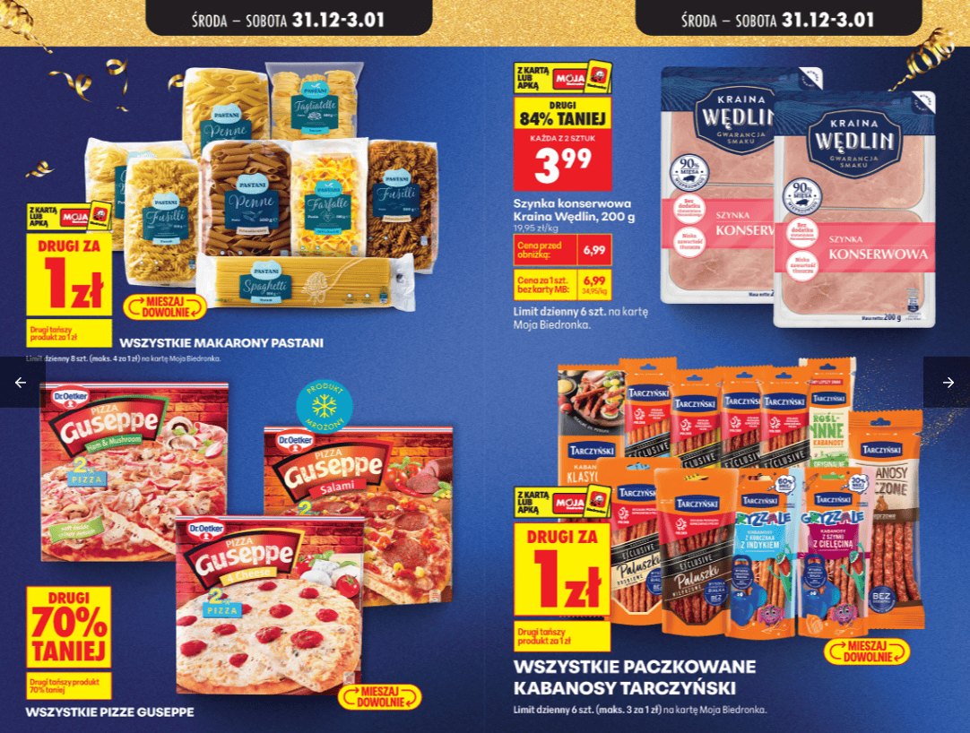 Biedronka idzie na całość w Sylwestra. Oferty "1+1 gratis" i zniżki do 70 proc. Polacy popędzą na zakupy