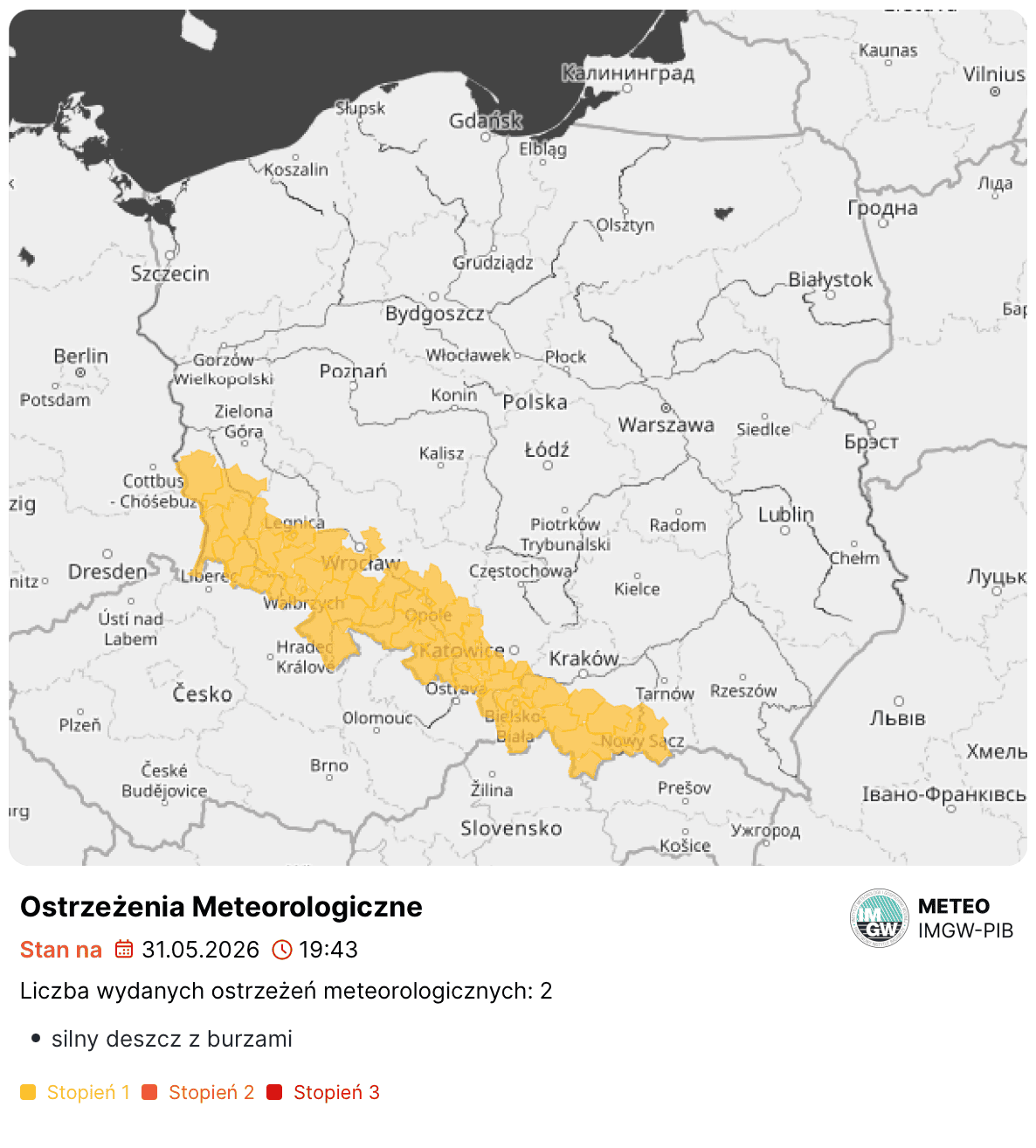 Pilne ostrzeżenie IMGW. Deszcz i burze w 5 województwach