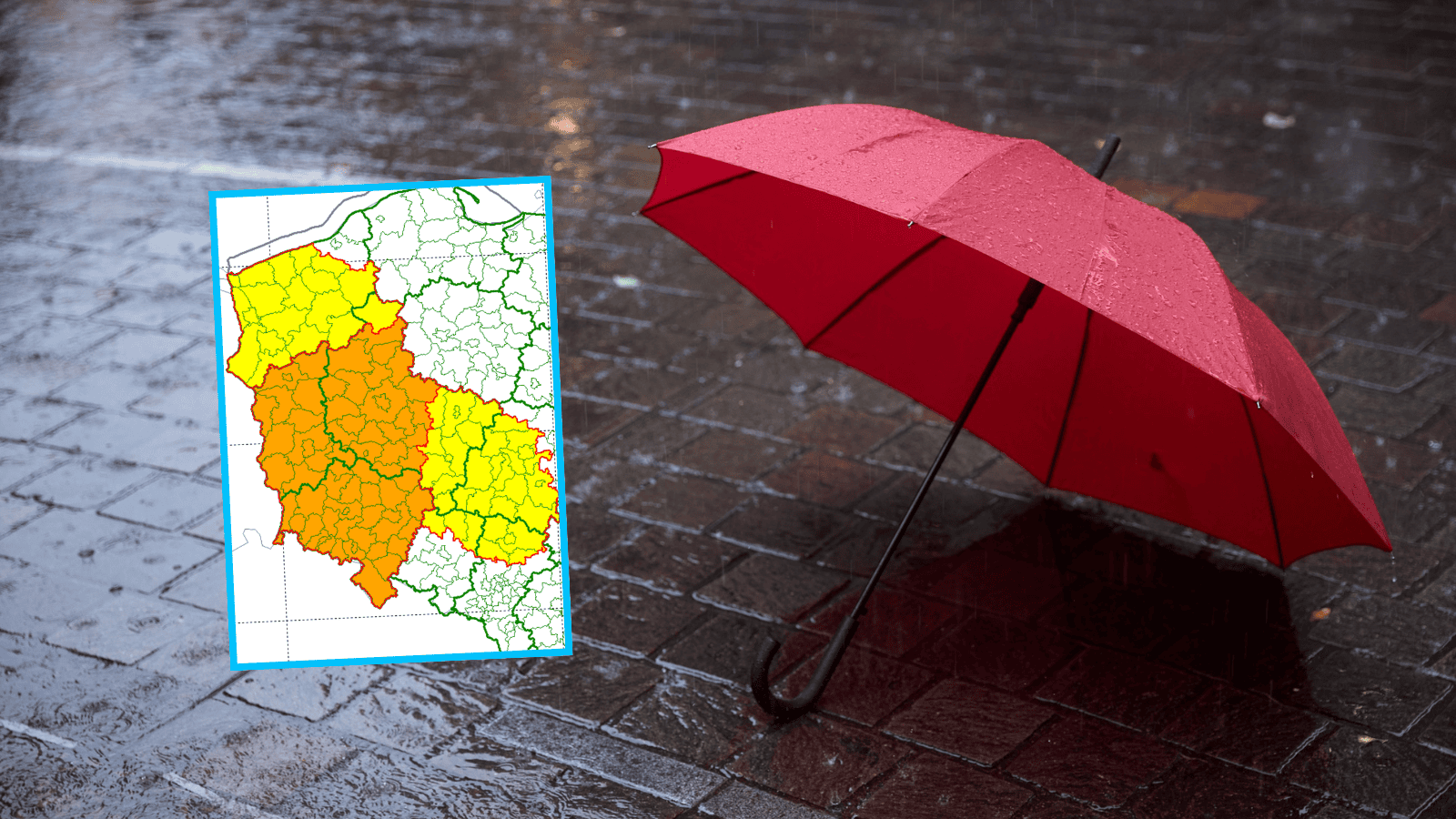 Deszcz, fot. IMGW/X, Canva